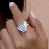 Moonstone Triangle Ring~Sterling Silver 925~MR158 - Maresia Jewelry