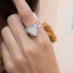 Moonstone Triangle Ring~Sterling Silver 925~MR158 - Maresia Jewelry