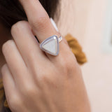 Moonstone Triangle Ring~Sterling Silver 925~MR158 - Maresia Jewelry