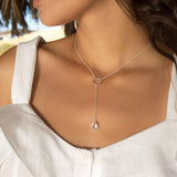 Moonstone Y Necklace ~ Sterling Silver 925 - Maresia Jewelry