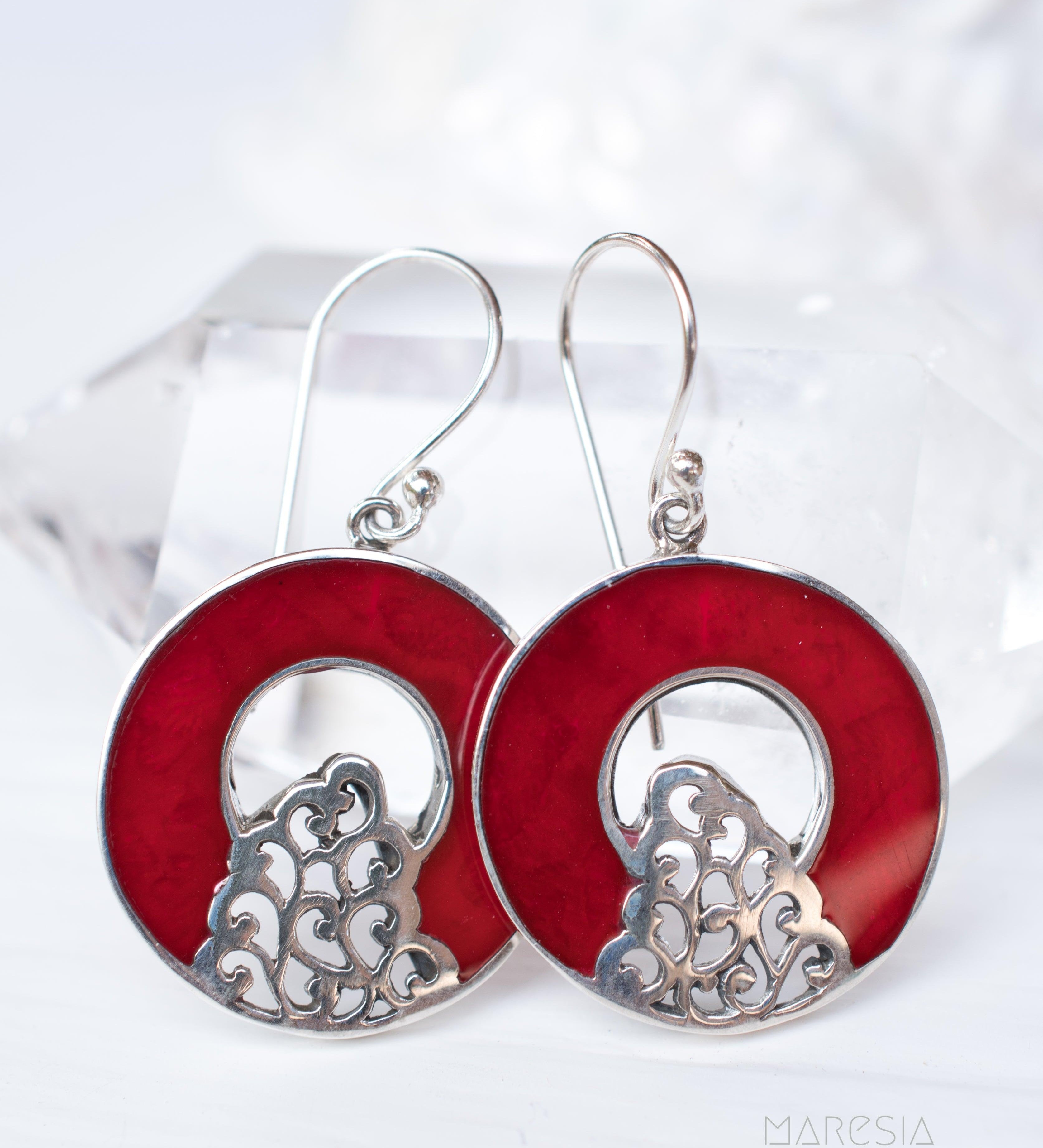 Mother of Pearl or Coral Earrings ~ Sterling Silver 925 ~ SME063 - Maresia Jewelry