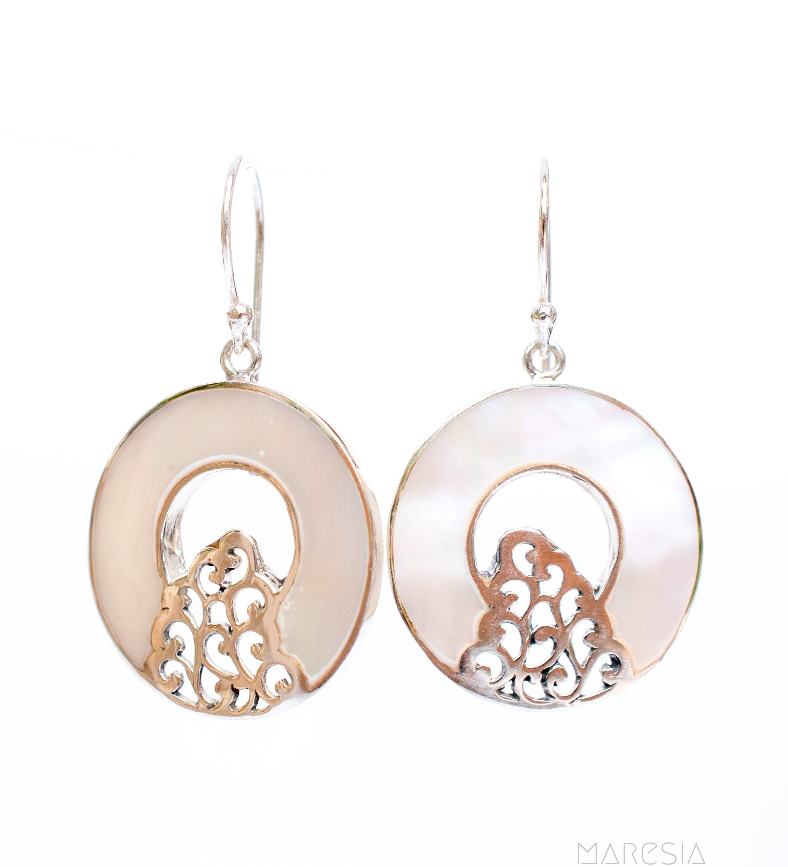 Mother of Pearl or Coral Earrings ~ Sterling Silver 925 ~ SME063 - Maresia Jewelry