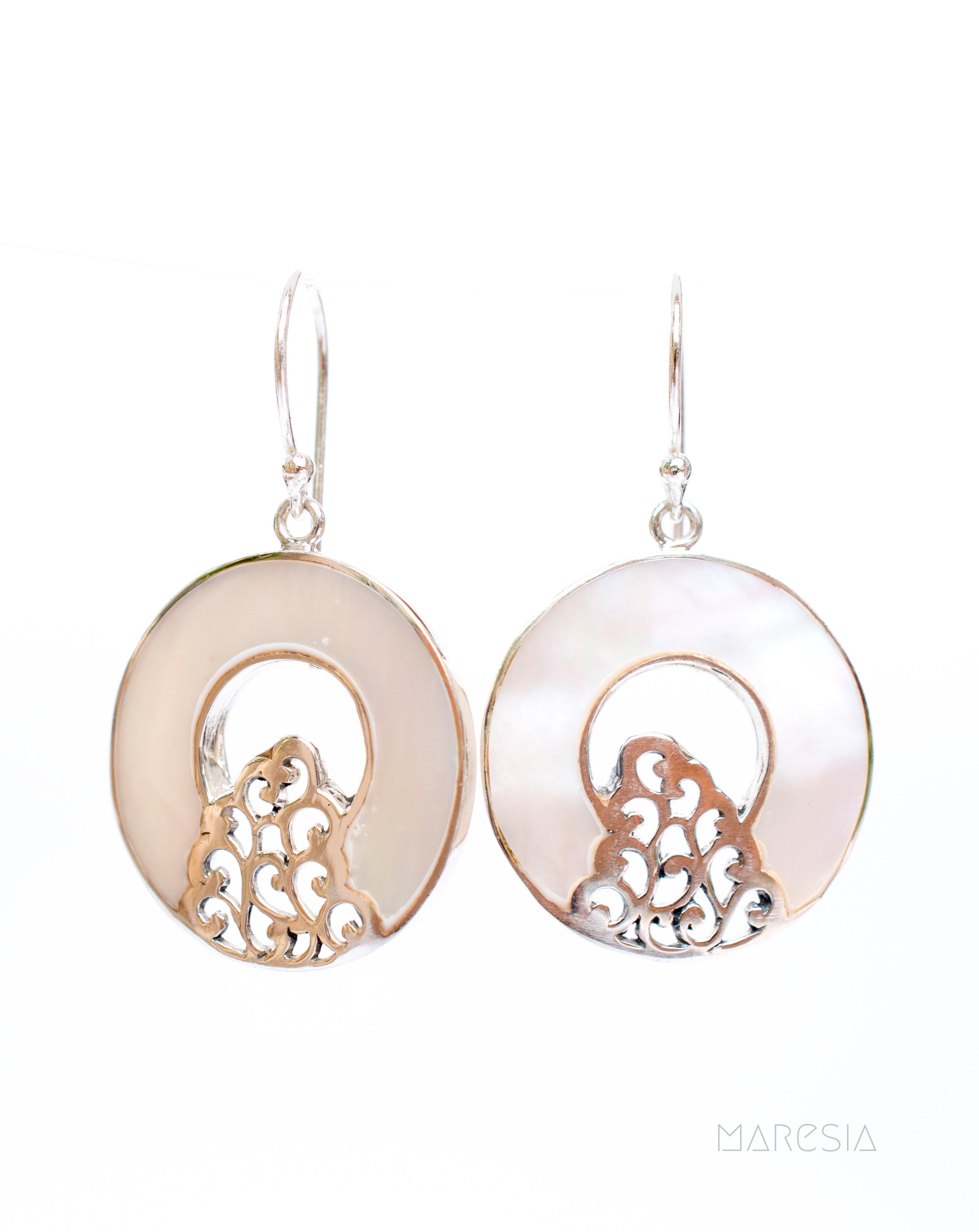 Mother of Pearl or Coral Earrings ~ Sterling Silver 925 ~ SME063 - Maresia Jewelry