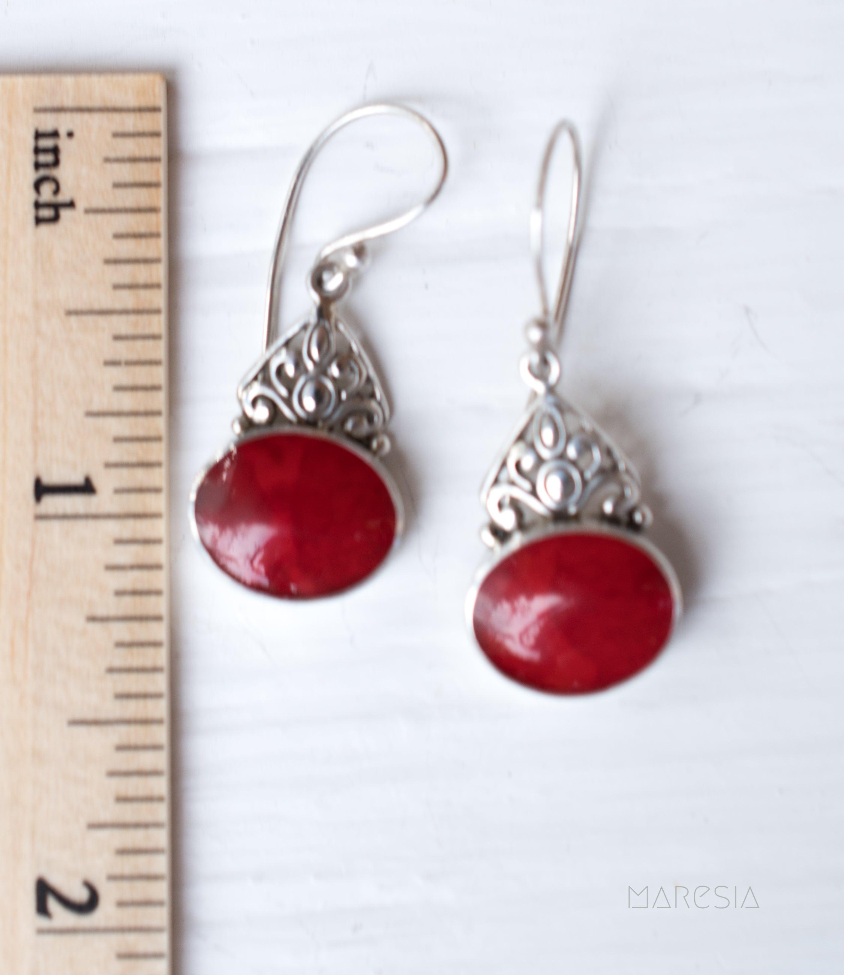 Mother of Pearl or Coral Earrings ~ Sterling Silver 925 ~ SME068 - Maresia Jewelry