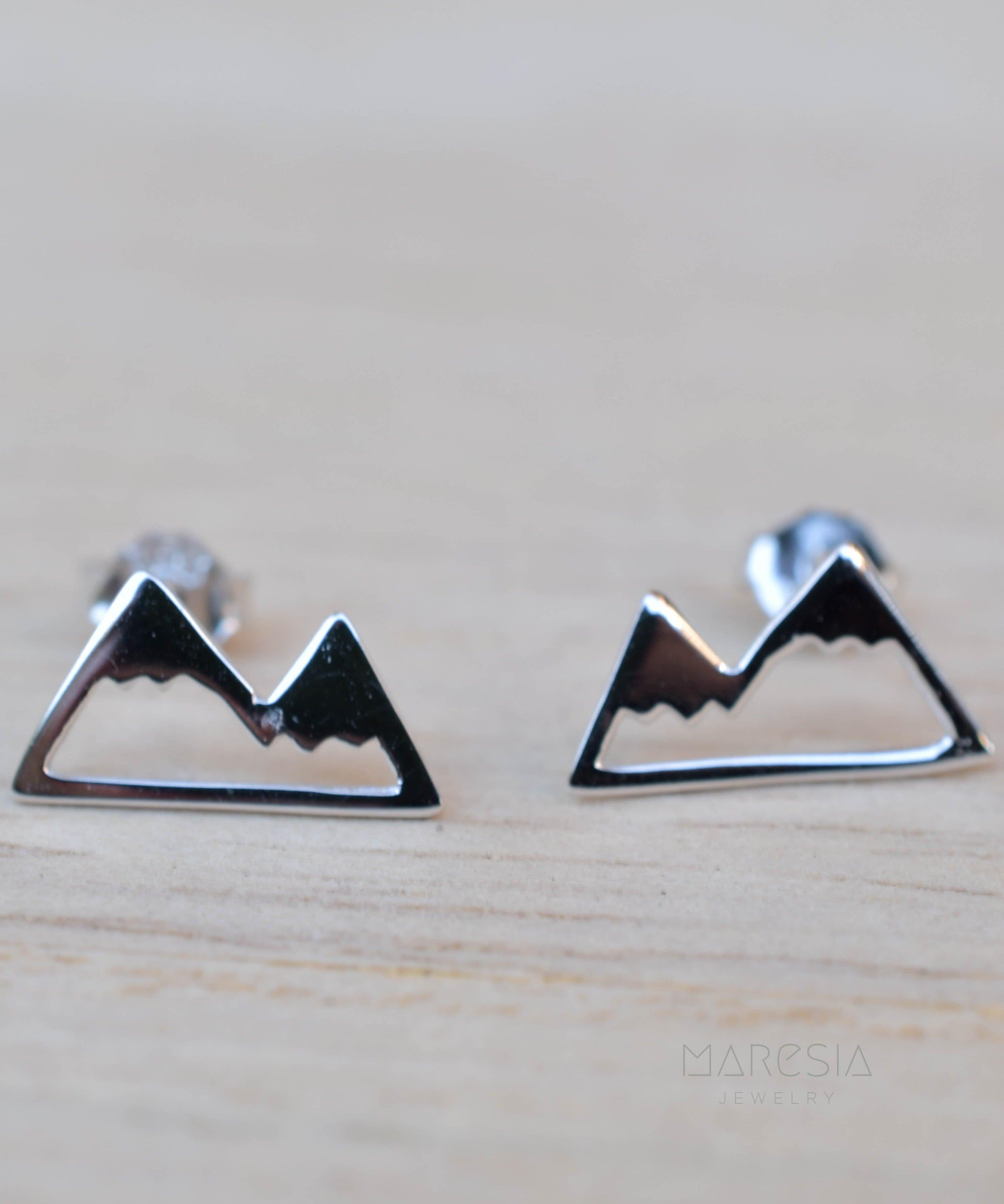 Mountains Stud Earrings ~ Sterling Silver 925 ~ SME085 - Maresia Jewelry