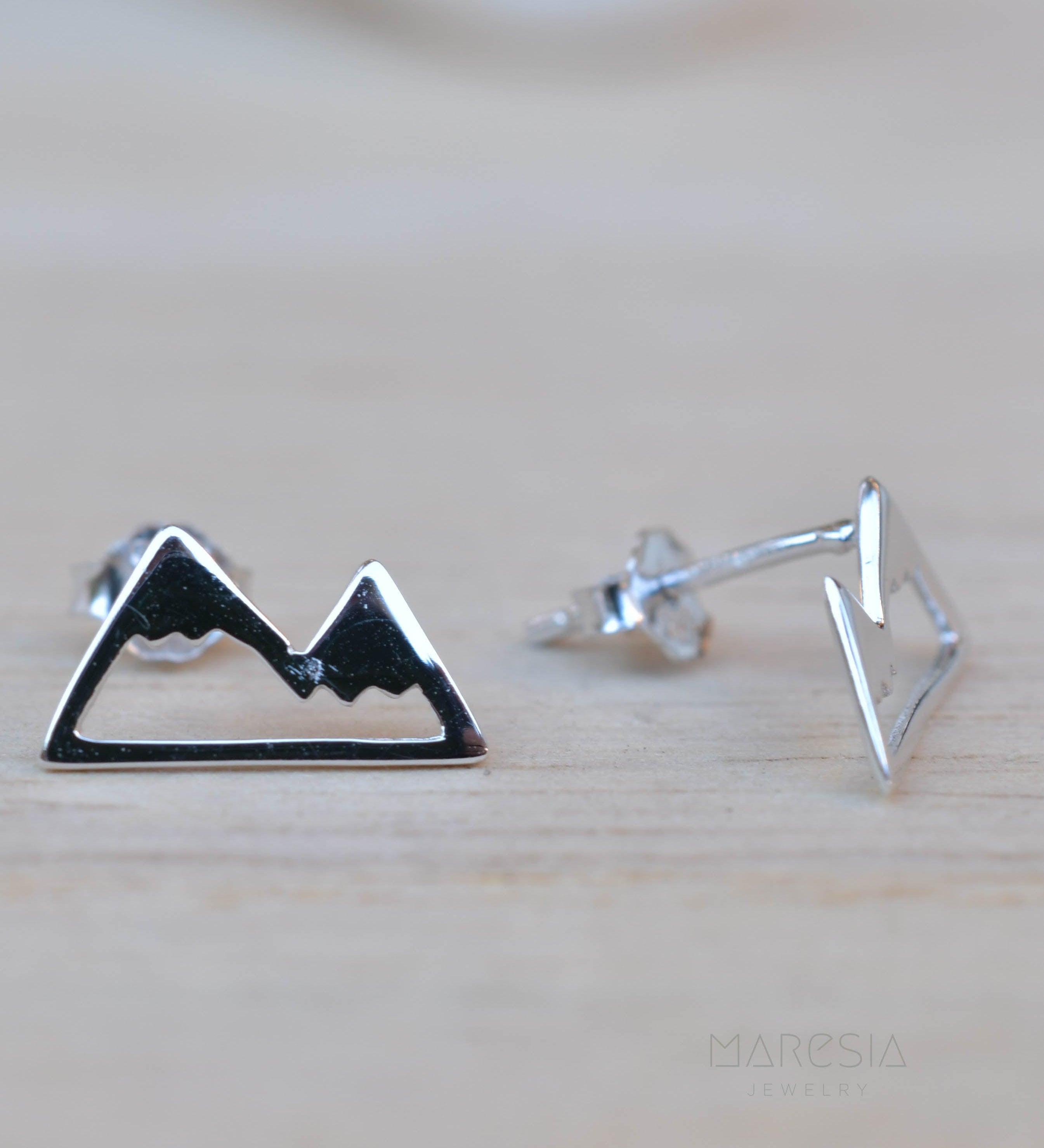 Mountains Stud Earrings ~ Sterling Silver 925 ~ SME085 - Maresia Jewelry