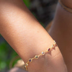 Multi-stones Bracelet ~ Gold plated over Sterling Silver 925 ~ Gemstone ~Statement ~ Jewelry ~ Minimalist ~ Handmade~ Delicate MB064