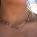 Multi-stones Necklace ~ Gold Plated over Sterling Silver 925 ~ Gemstone ~Statement ~ Jewelry ~ Minimalist ~ Handmade~ Delicate MN156