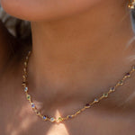 Multi-stones Necklace ~ Gold Plated over Sterling Silver 925 ~ Gemstone ~Statement ~ Jewelry ~ Minimalist ~ Handmade~ Delicate MN156