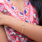 Copper Turquoise Mosaic Adjustable Bracelet ~ Gold Plated 18k ~ Handmade ~Statement  Hippie ~Bohemian ~Jewelry ~Gift For Her ~Gemstone MB032