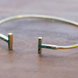 Copper Turquoise Mosaic Adjustable Bracelet ~ Gold Plated 18k ~ Handmade ~Statement  Hippie ~Bohemian ~Jewelry ~Gift For Her ~Gemstone MB032