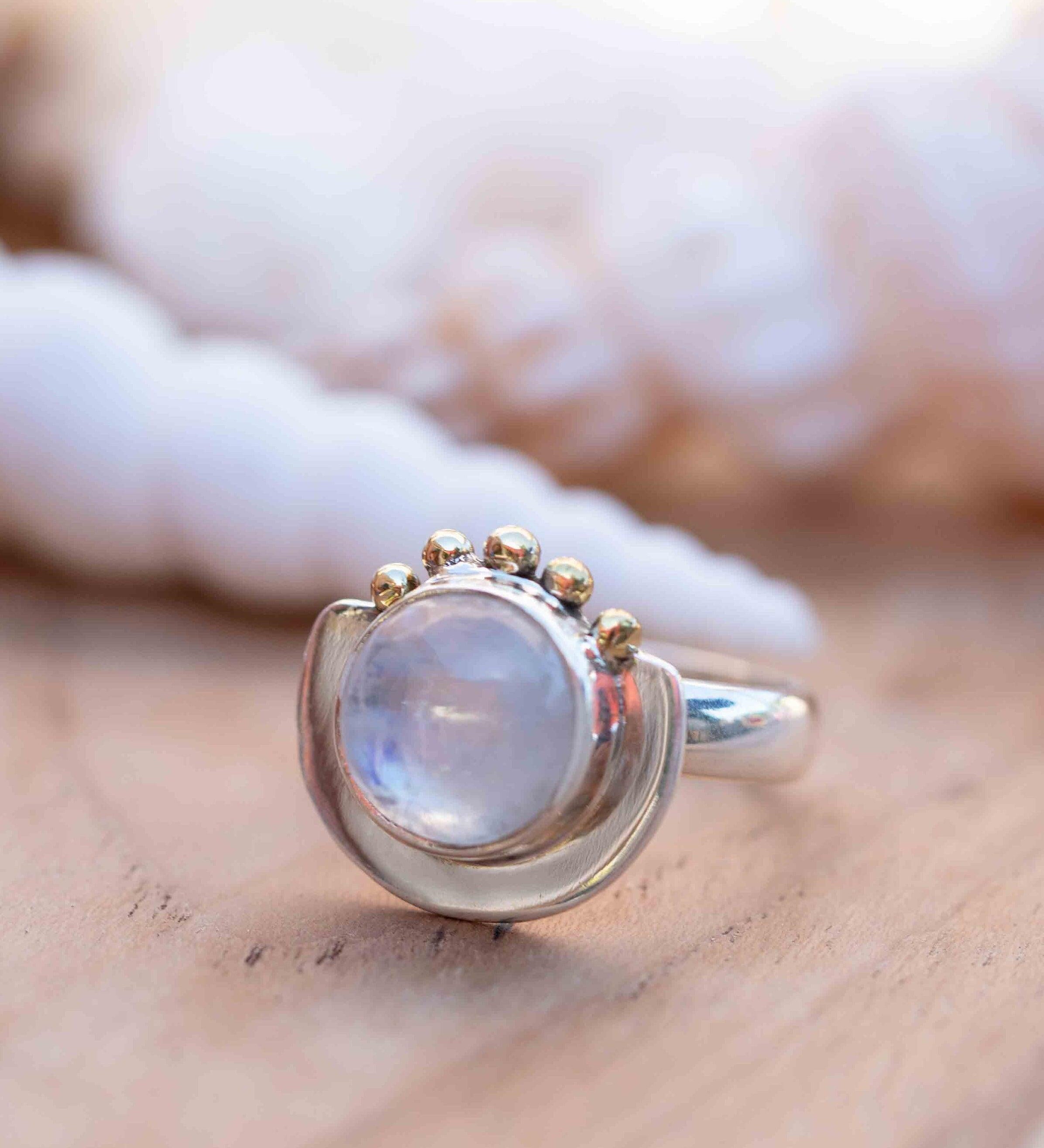 Moonstone ~ Sterling Silver 925 and brass~ Handmade ~ Gemstone ~ Statement ~ Everyday ~  Hippie ~Bohemian~June Birthstone~ MR280