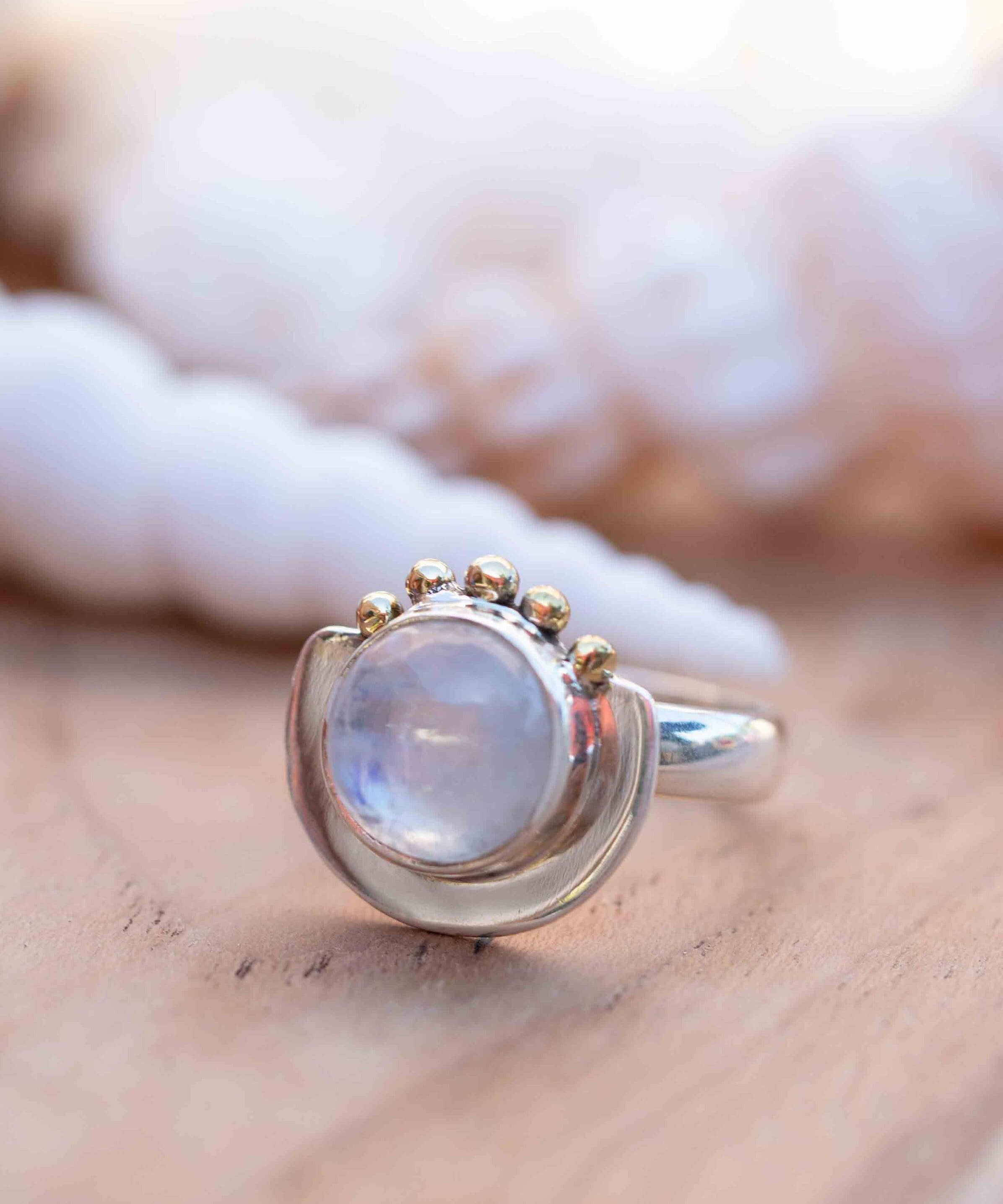 Moonstone ~ Sterling Silver 925 and brass~ Handmade ~ Gemstone ~ Statement ~ Everyday ~  Hippie ~Bohemian~June Birthstone~ MR280