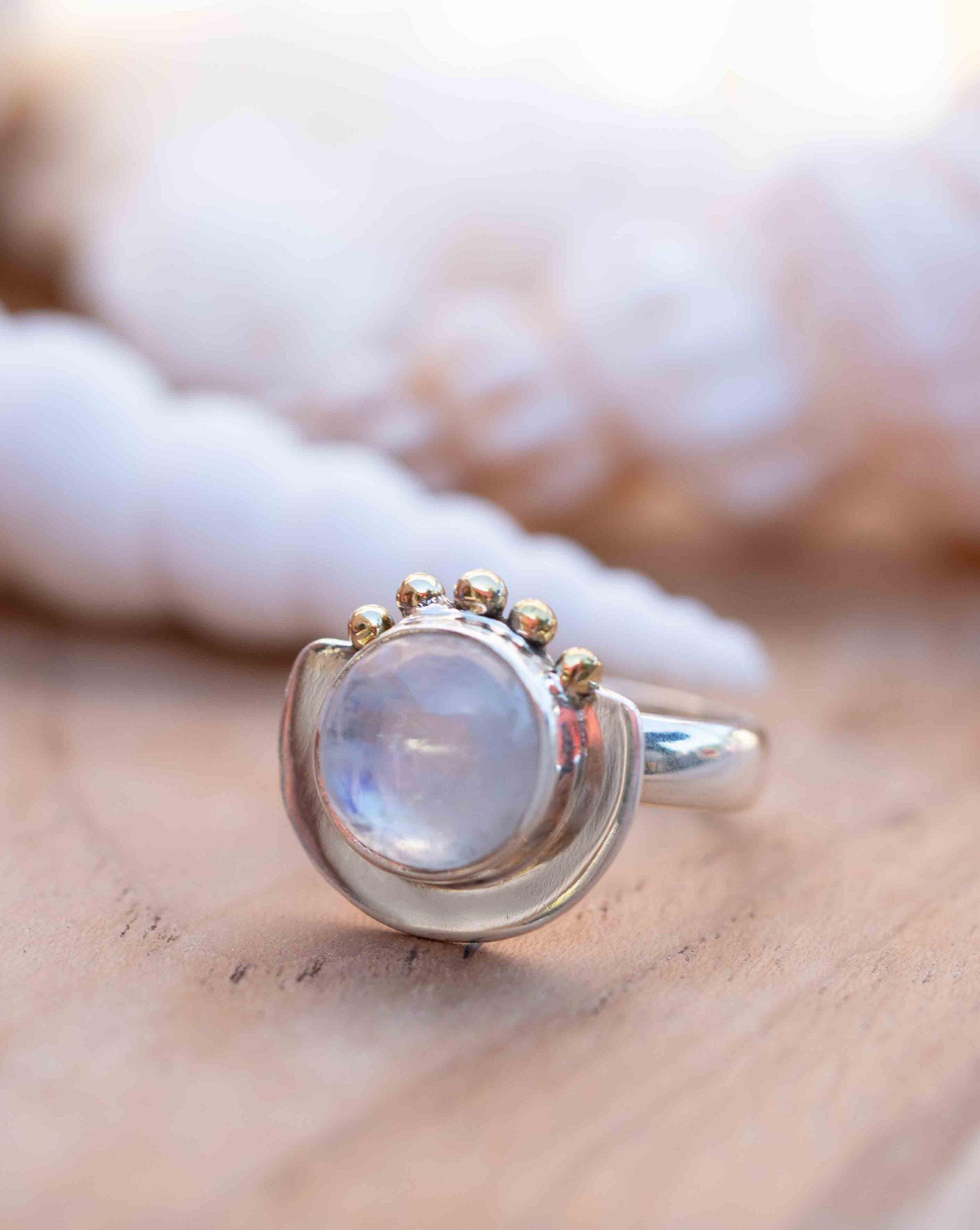 Moonstone ~ Sterling Silver 925 and brass~ Handmade ~ Gemstone ~ Statement ~ Everyday ~  Hippie ~Bohemian~June Birthstone~ MR280