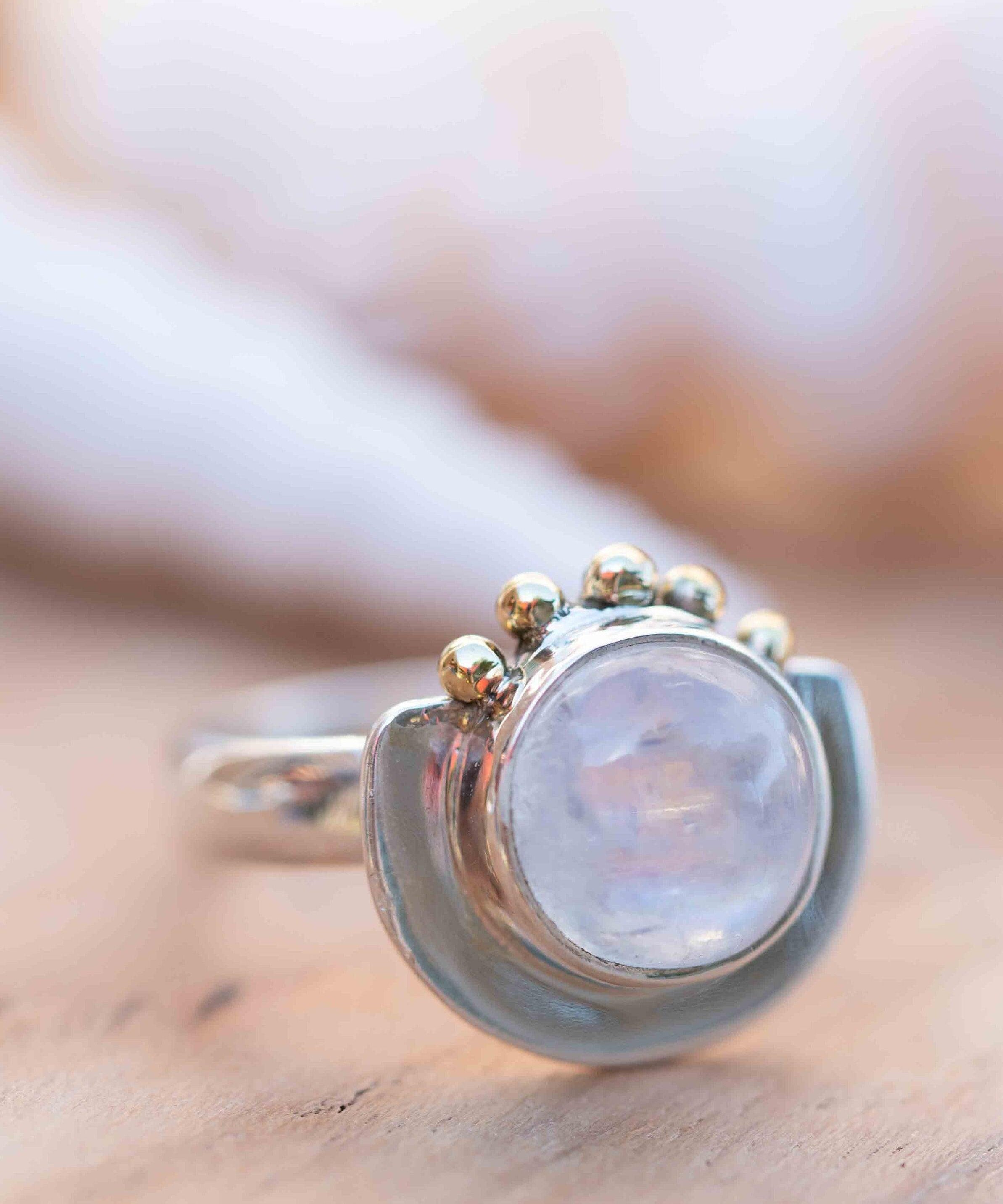Moonstone ~ Sterling Silver 925 and brass~ Handmade ~ Gemstone ~ Statement ~ Everyday ~  Hippie ~Bohemian~June Birthstone~ MR280