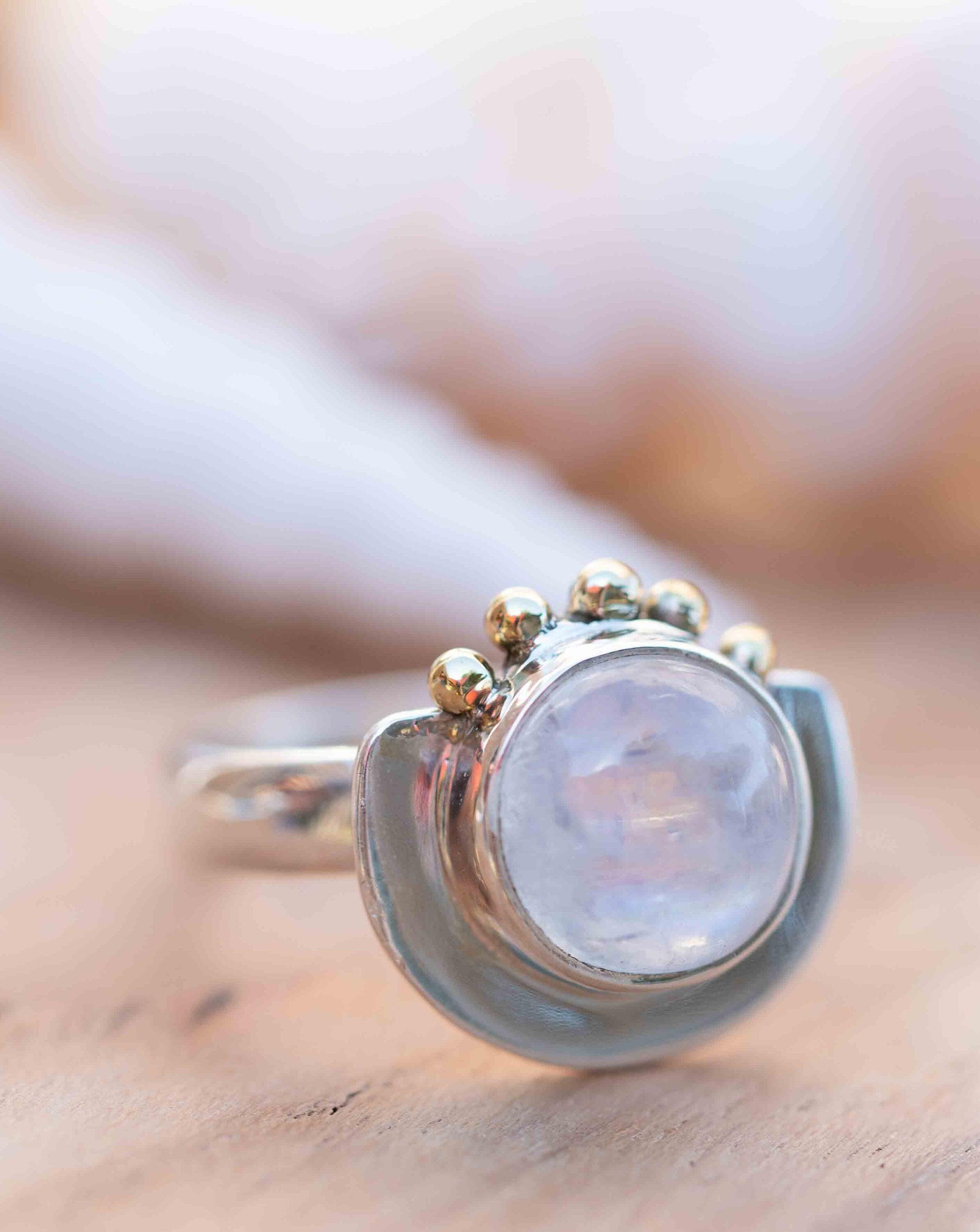 Moonstone ~ Sterling Silver 925 and brass~ Handmade ~ Gemstone ~ Statement ~ Everyday ~  Hippie ~Bohemian~June Birthstone~ MR280