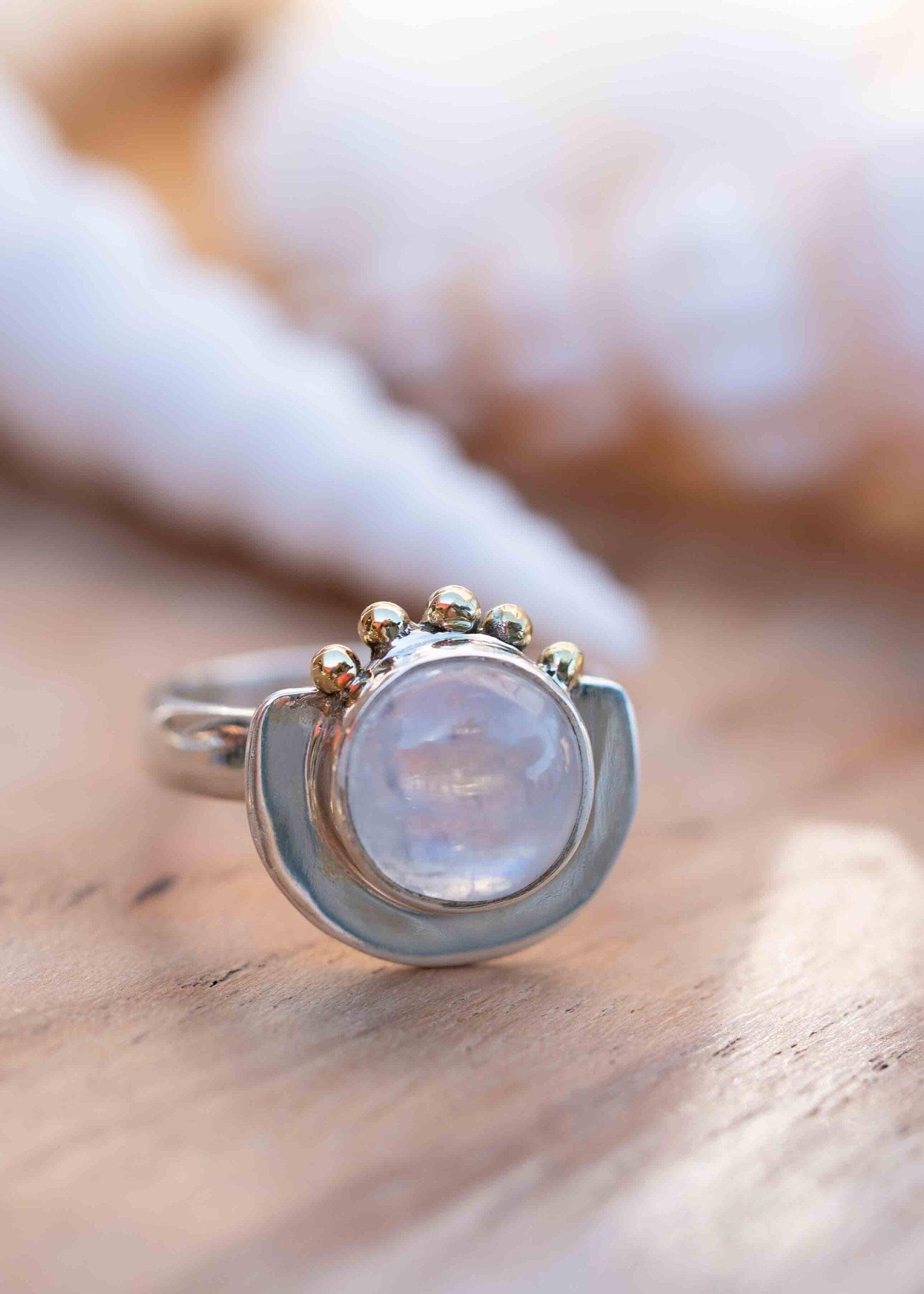 Moonstone ~ Sterling Silver 925 and brass~ Handmade ~ Gemstone ~ Statement ~ Everyday ~  Hippie ~Bohemian~June Birthstone~ MR280