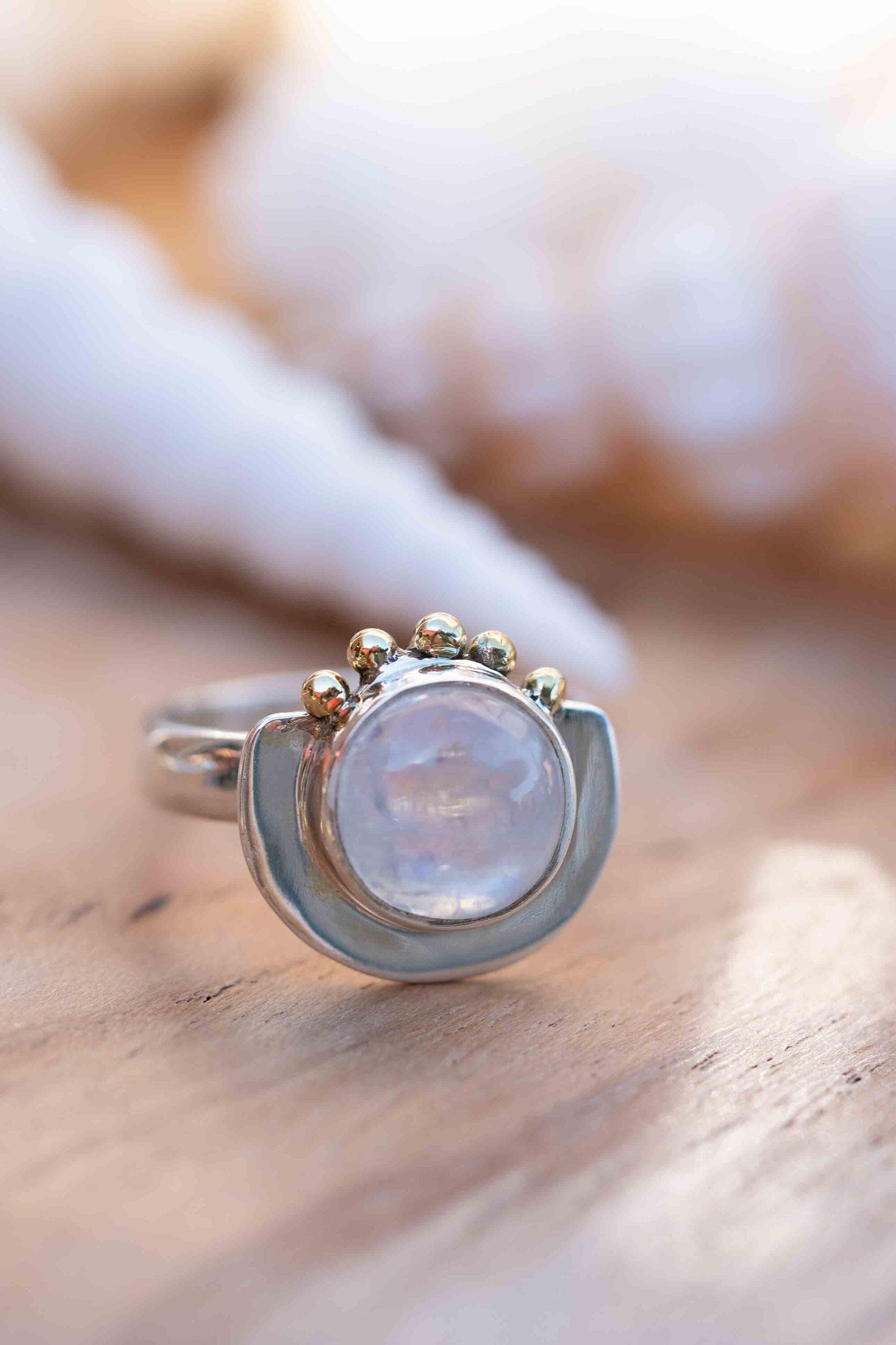 Moonstone ~ Sterling Silver 925 and brass~ Handmade ~ Gemstone ~ Statement ~ Everyday ~  Hippie ~Bohemian~June Birthstone~ MR280