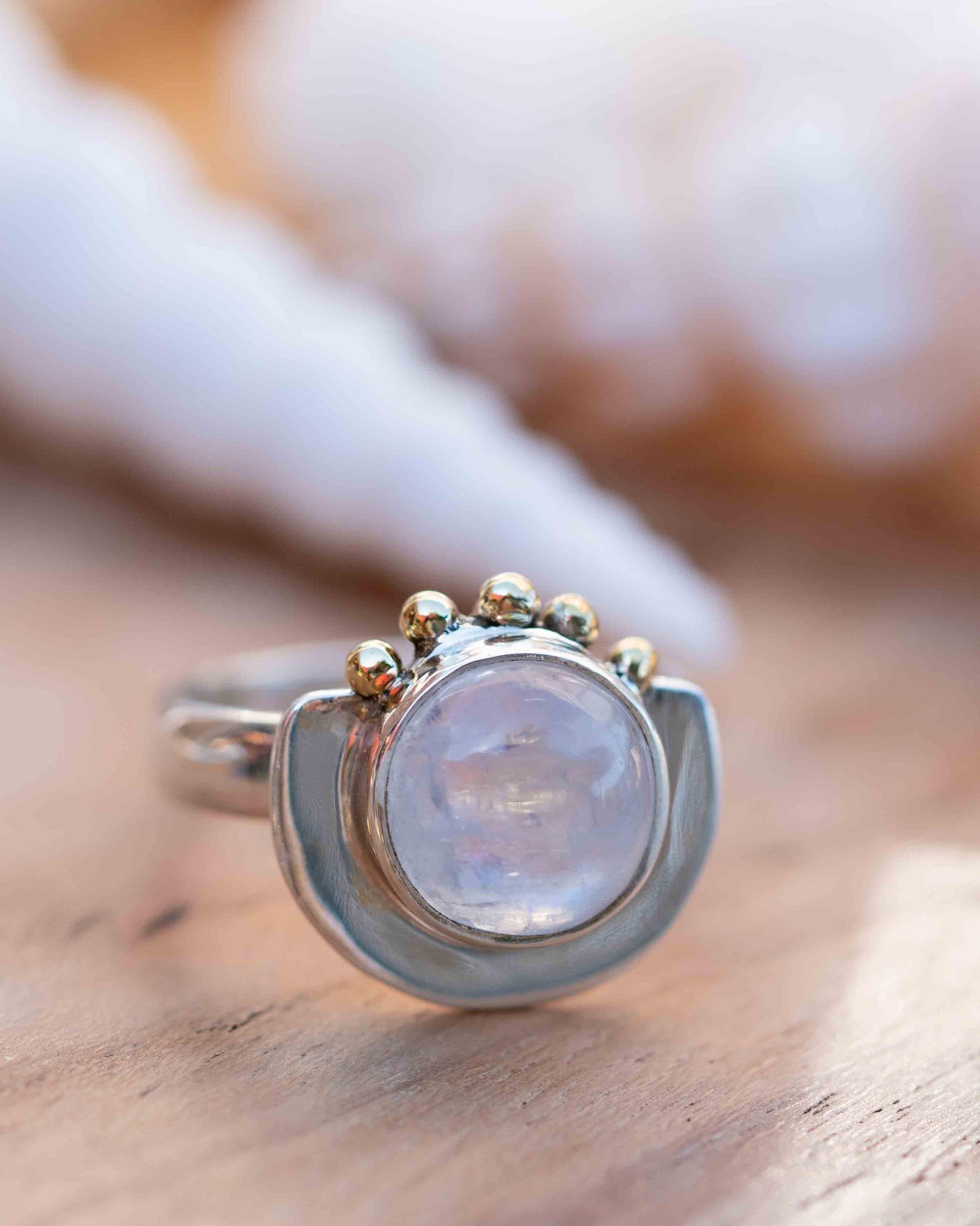 Moonstone ~ Sterling Silver 925 and brass~ Handmade ~ Gemstone ~ Statement ~ Everyday ~  Hippie ~Bohemian~June Birthstone~ MR280