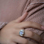 Moonstone ~ Sterling Silver 925 and brass~ Handmade ~ Gemstone ~ Statement ~ Everyday ~  Hippie ~Bohemian~June Birthstone~ MR280