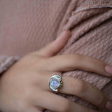 Moonstone ~ Sterling Silver 925 and brass~ Handmade ~ Gemstone ~ Statement ~ Everyday ~  Hippie ~Bohemian~June Birthstone~ MR280