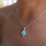 Larimar, Labradorite and Moonstone Tear Drop Necklace ~ Sterling Silver ~ Charm ~ Layered ~ minimalist ~ delicate MP006