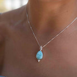 Larimar, Labradorite and Moonstone Tear Drop Necklace ~ Sterling Silver ~ Charm ~ Layered ~ minimalist ~ delicate MP006