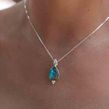 Larimar, Labradorite and Moonstone Tear Drop Necklace ~ Sterling Silver ~ Charm ~ Layered ~ minimalist ~ delicate MP007