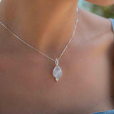Larimar, Labradorite and Moonstone Tear Drop Necklace ~ Sterling Silver ~ Charm ~ Layered ~ minimalist ~ delicate MP007