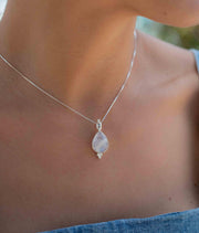 Larimar, Labradorite and Moonstone Tear Drop Necklace ~ Sterling Silver ~ Charm ~ Layered ~ minimalist ~ delicate MP007