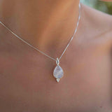 Larimar, Labradorite and Moonstone Tear Drop Necklace ~ Sterling Silver ~ Charm ~ Layered ~ minimalist ~ delicate MP008