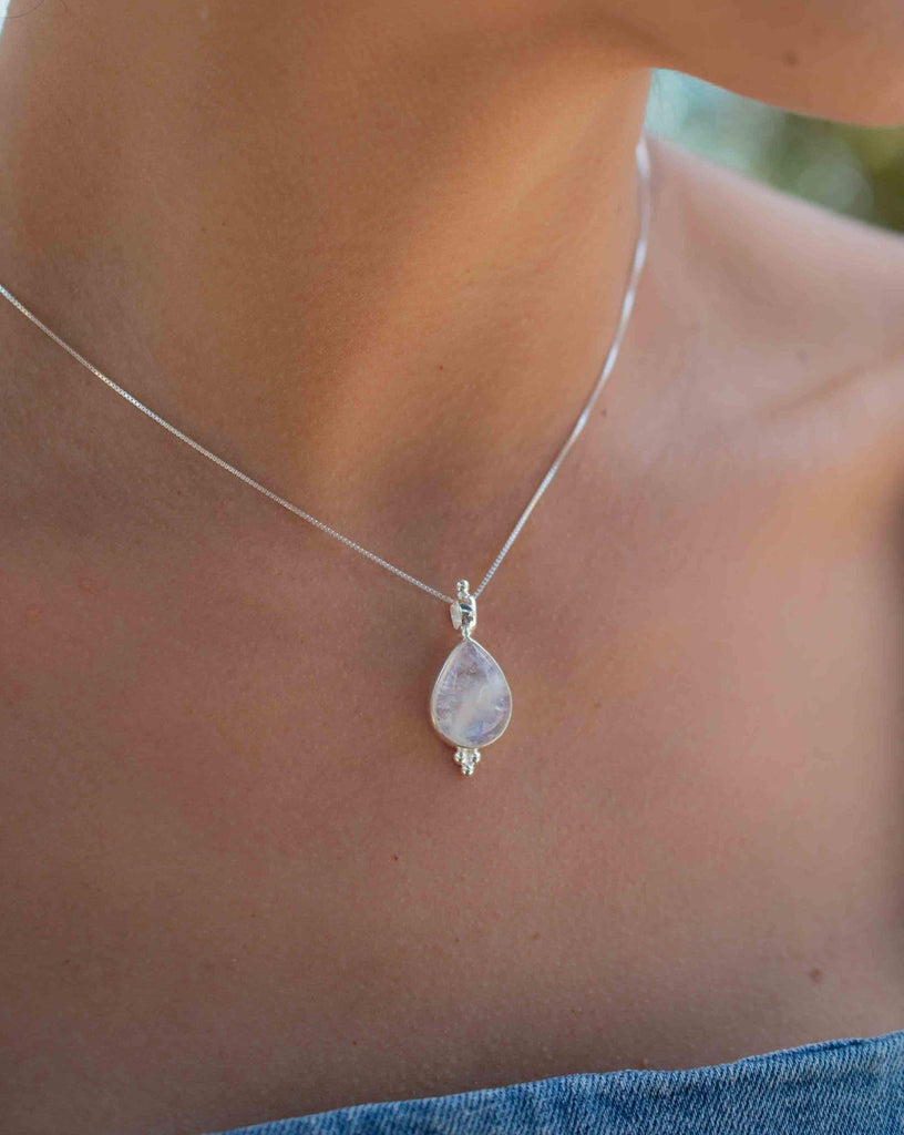 Larimar, Labradorite and Moonstone Tear Drop Necklace ~ Sterling Silver ~ Charm ~ Layered ~ minimalist ~ delicate MP008