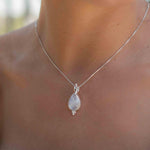 Larimar, Labradorite and Moonstone Tear Drop Necklace ~ Sterling Silver ~ Charm ~ Layered ~ minimalist ~ delicate MP008