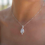 Larimar, Labradorite and Moonstone Tear Drop Necklace ~ Sterling Silver ~ Charm ~ Layered ~ minimalist ~ delicate MP008