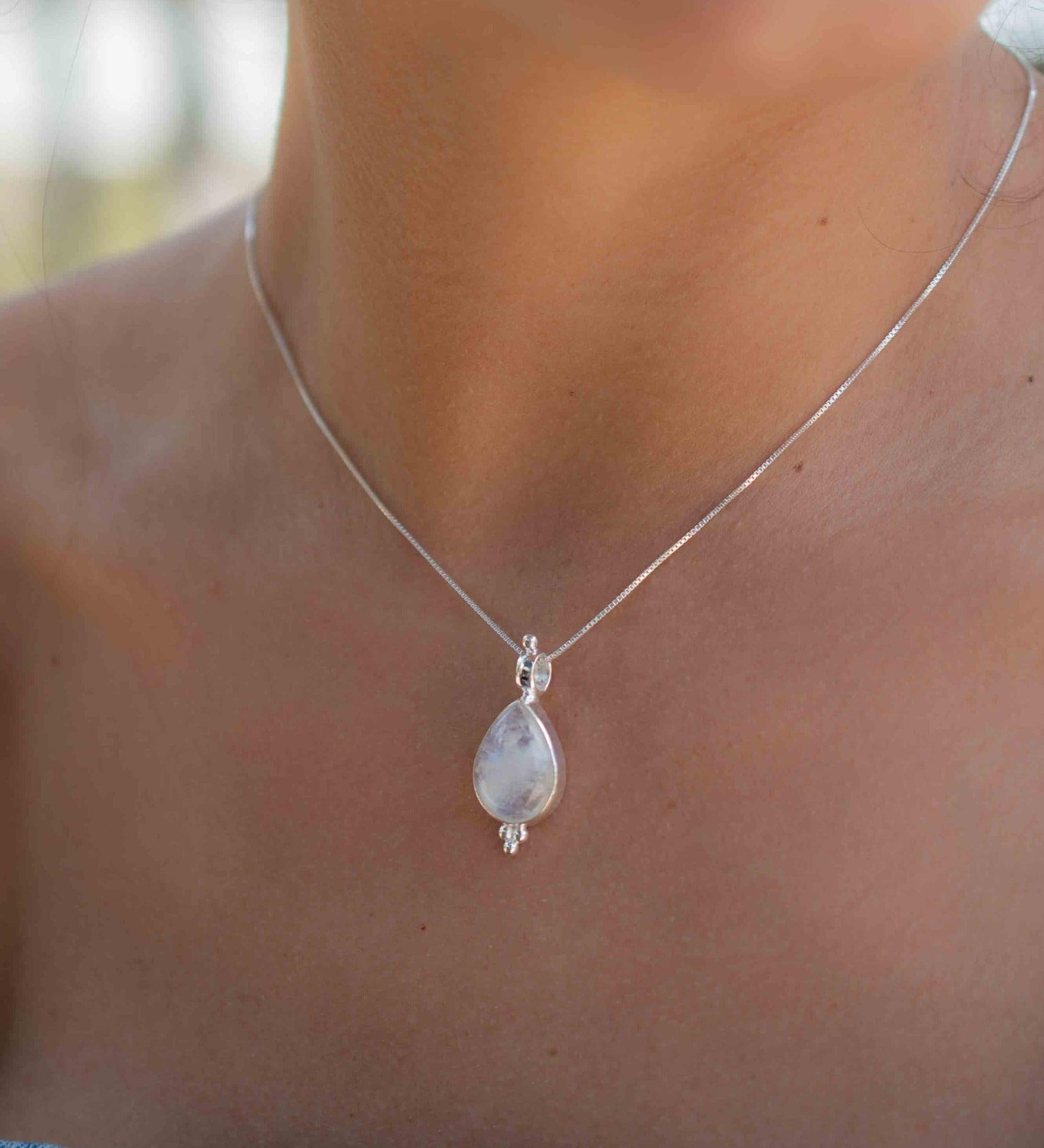 Larimar, Labradorite and Moonstone Tear Drop Necklace ~ Sterling Silver ~ Charm ~ Layered ~ minimalist ~ delicate MP008