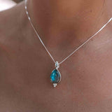 Larimar, Labradorite and Moonstone Tear Drop Necklace ~ Sterling Silver ~ Charm ~ Layered ~ minimalist ~ delicate MP008