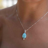 Larimar, Labradorite and Moonstone Tear Drop Necklace ~ Sterling Silver ~ Charm ~ Layered ~ minimalist ~ delicate MP008