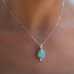 Larimar, Labradorite and Moonstone Tear Drop Necklace ~ Sterling Silver ~ Charm ~ Layered ~ minimalist ~ delicate MP008