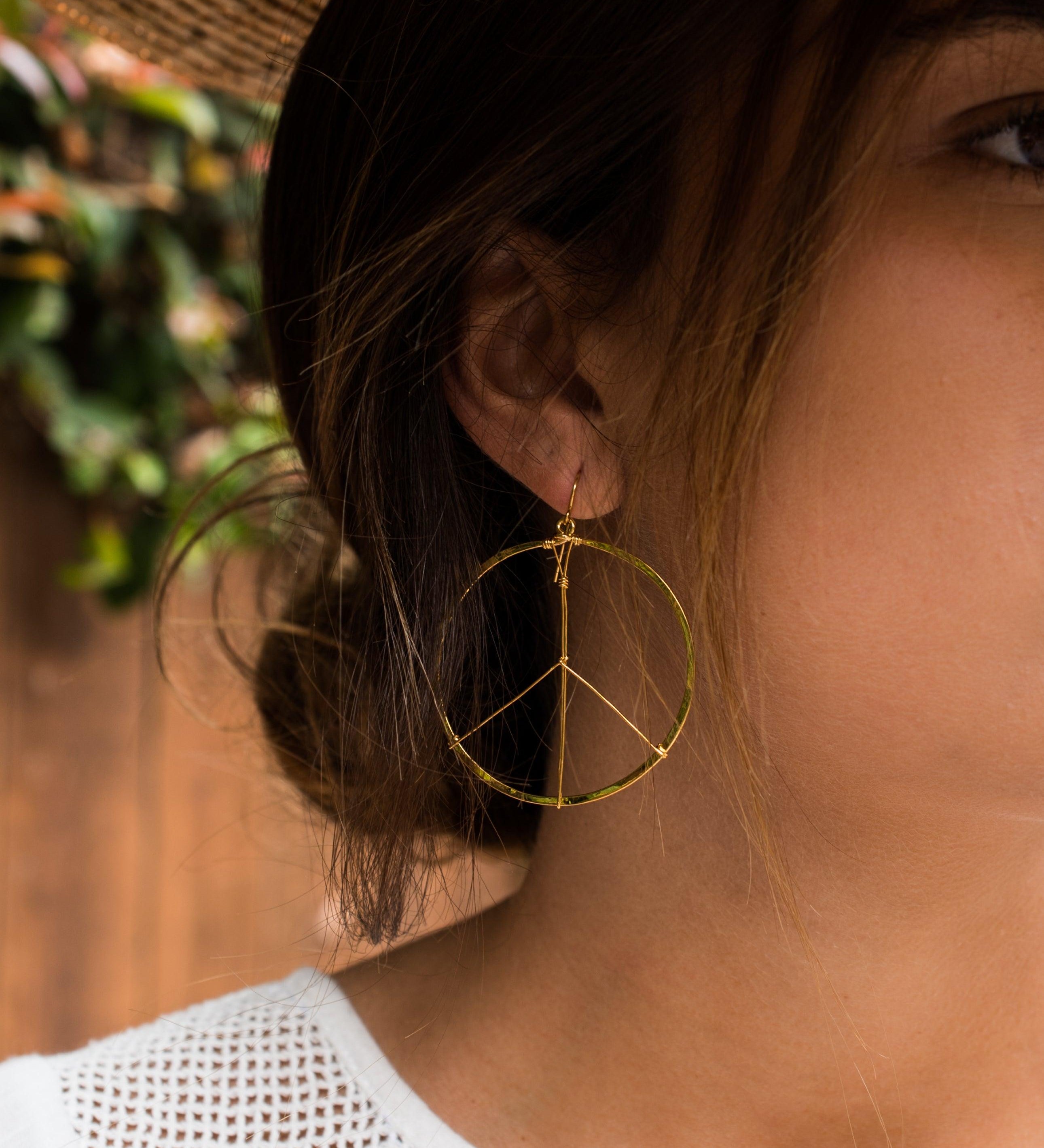 Peace Circle Earrings ~Gold Plated or Silver Plated ~ SME006 - Maresia Jewelry