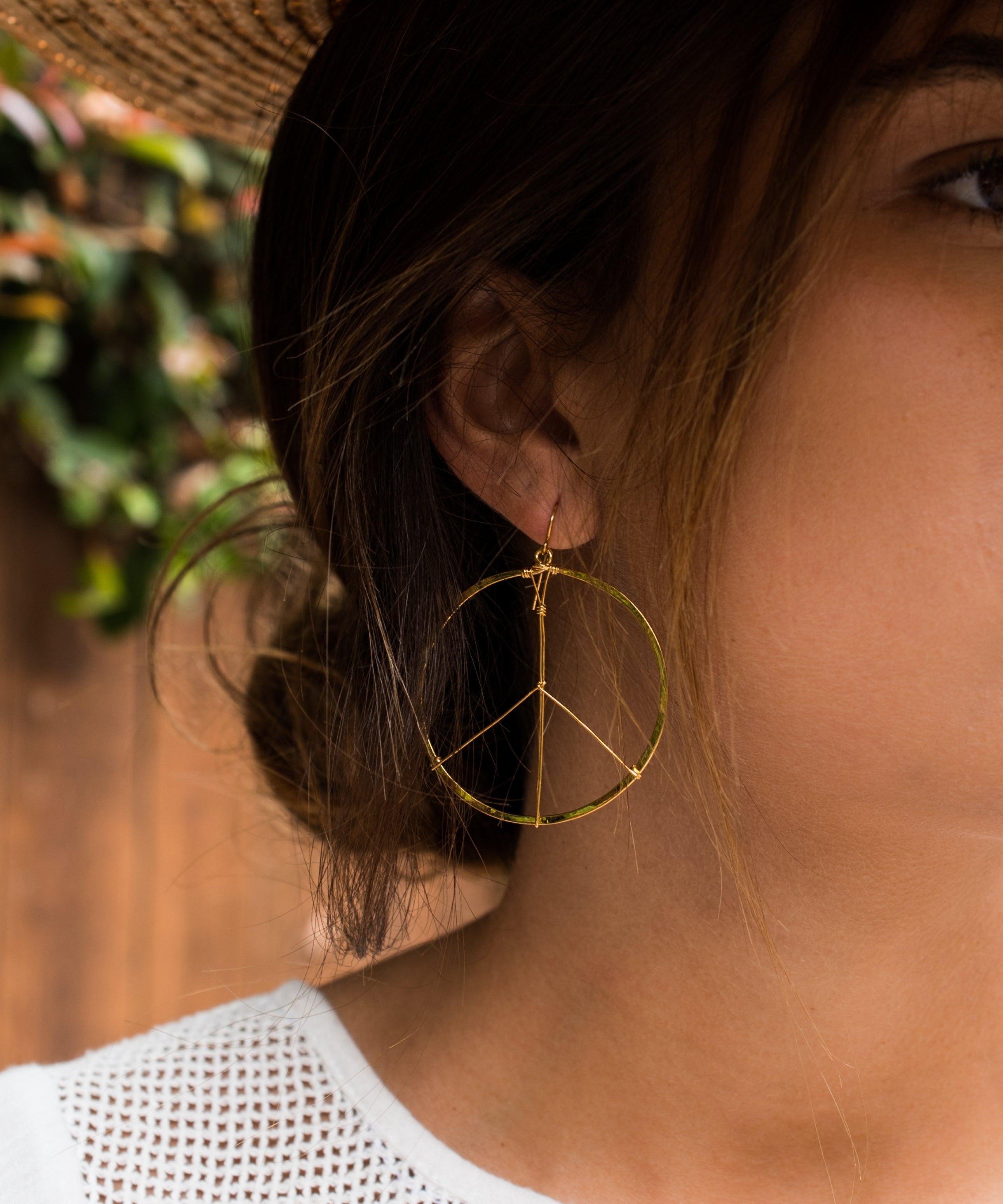 Peace Circle Earrings ~Gold Plated or Silver Plated ~ SME006 - Maresia Jewelry