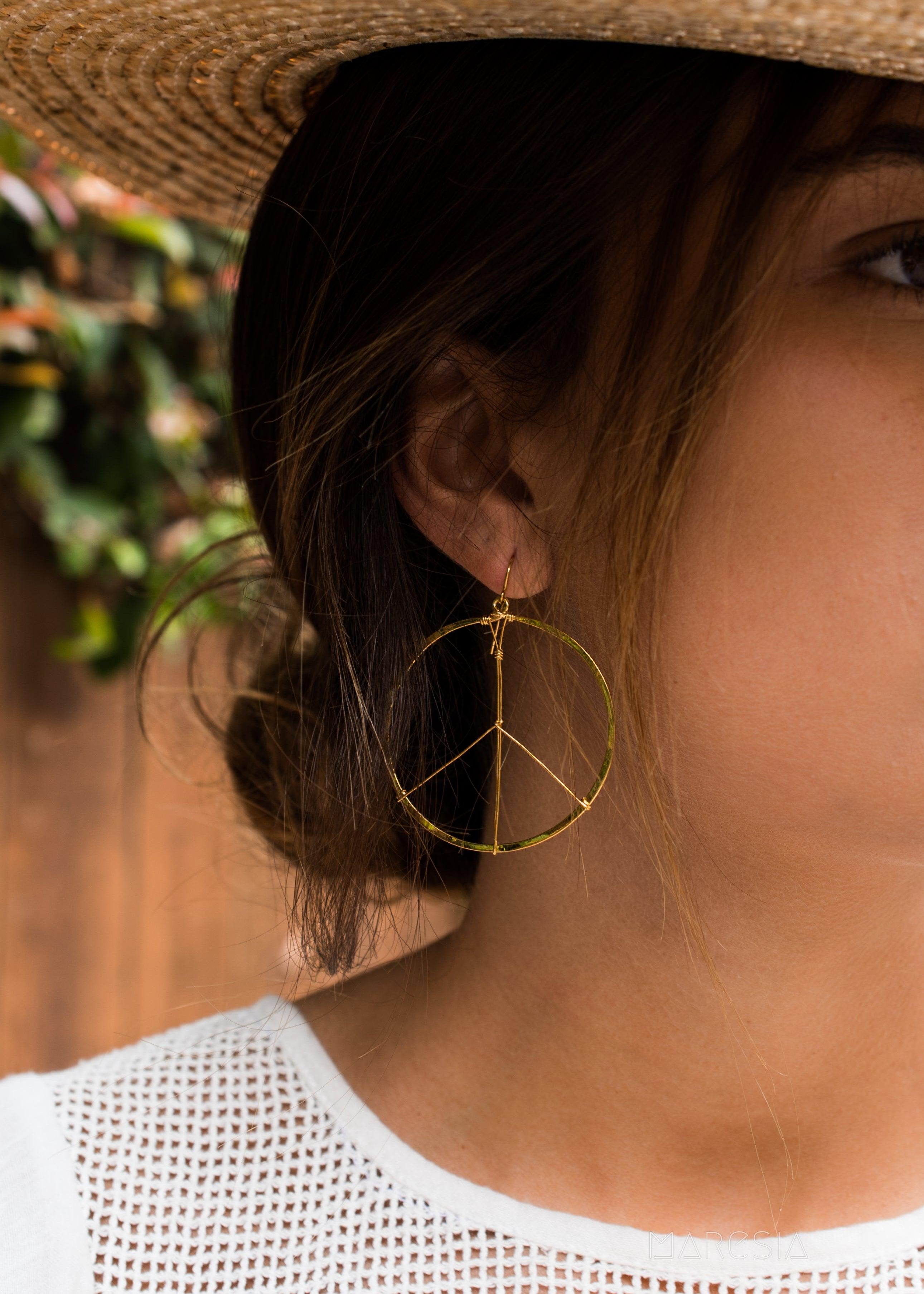 Peace Circle Earrings ~Gold Plated or Silver Plated ~ SME006 - Maresia Jewelry