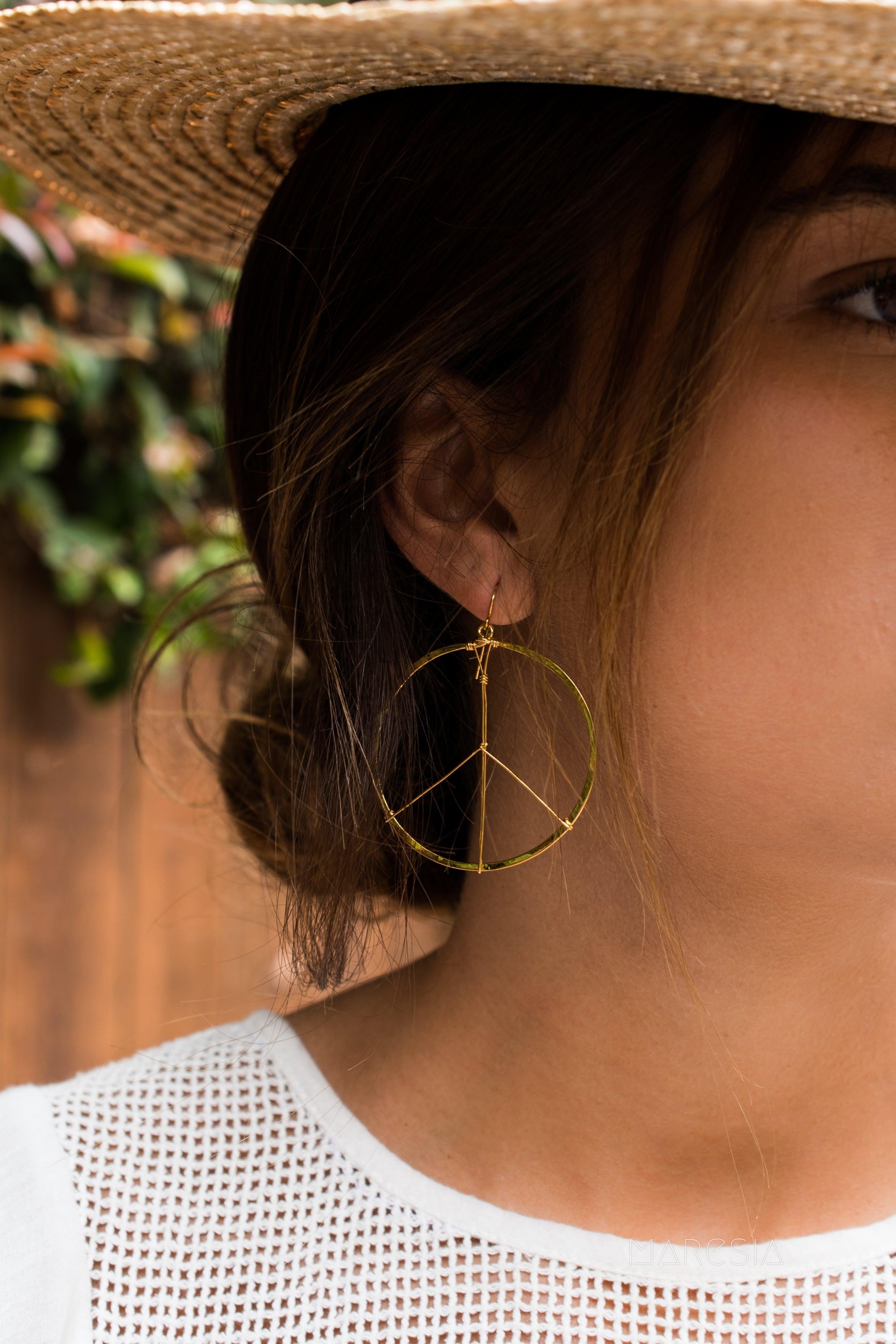 Peace Circle Earrings ~Gold Plated or Silver Plated ~ SME006 - Maresia Jewelry