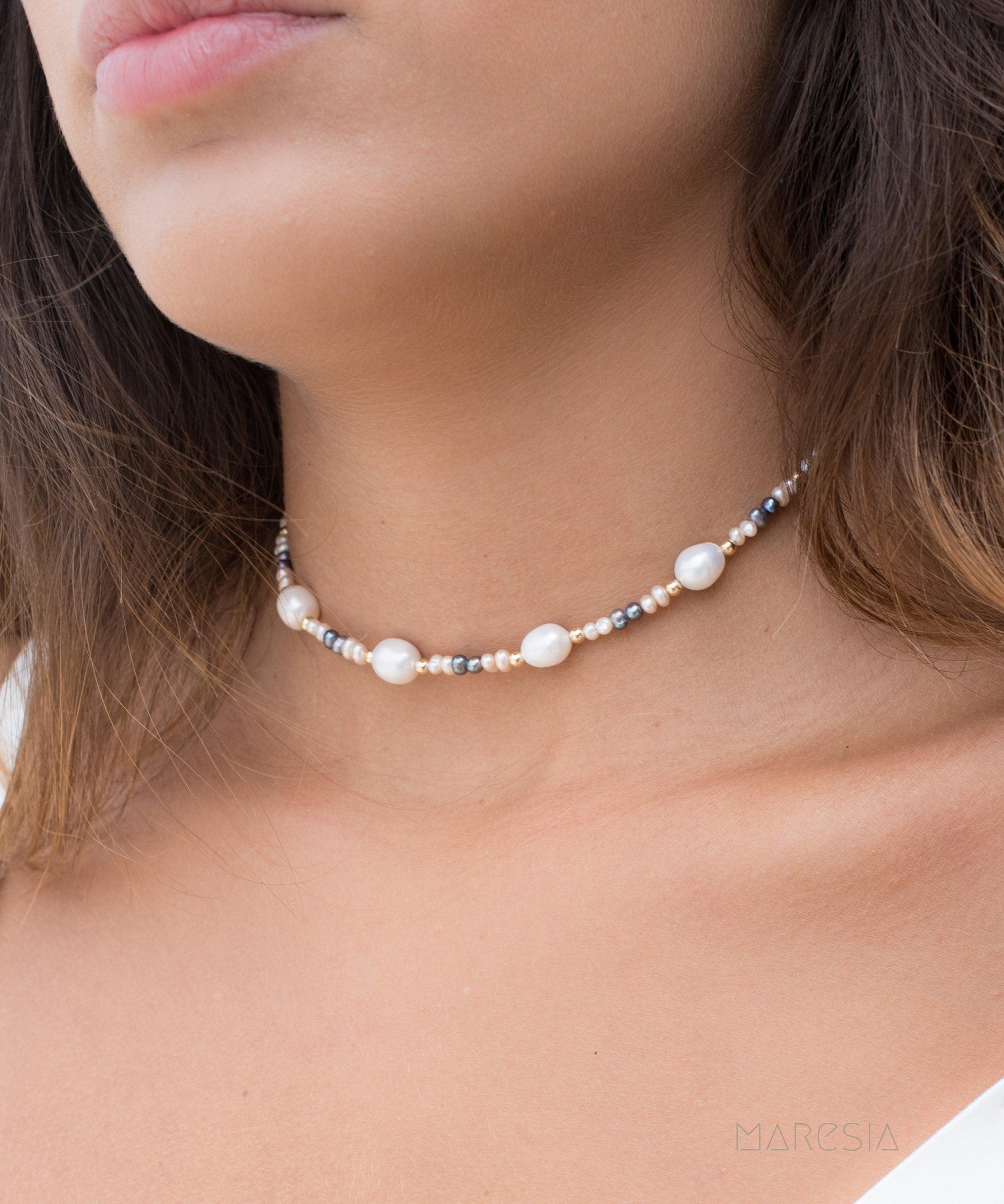 Pearl Choker Necklace ~ Gold Filled or Sterling Silver 925~ MN017 - Maresia Jewelry