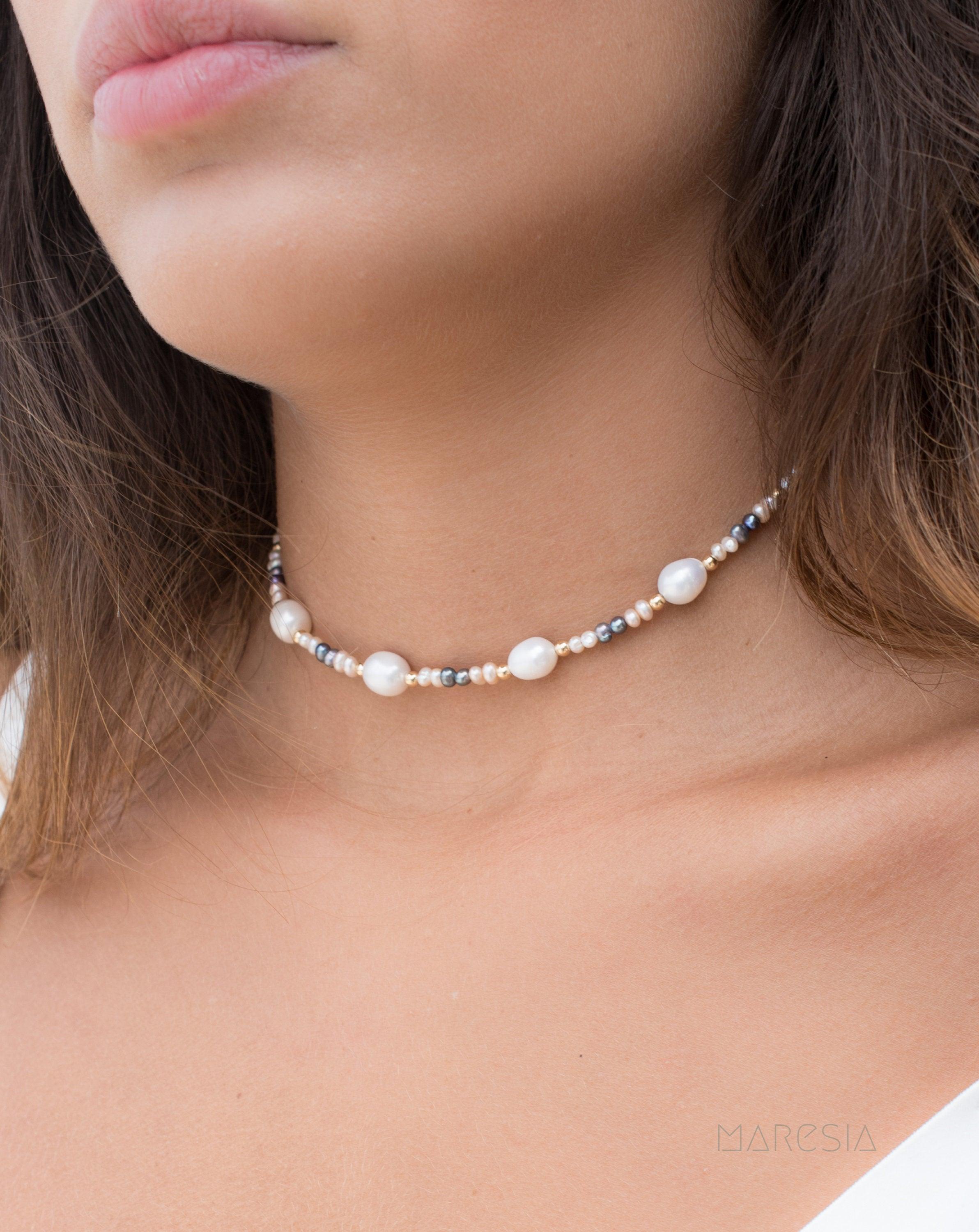 Pearl Choker Necklace ~ Gold Filled or Sterling Silver 925~ MN017 - Maresia Jewelry