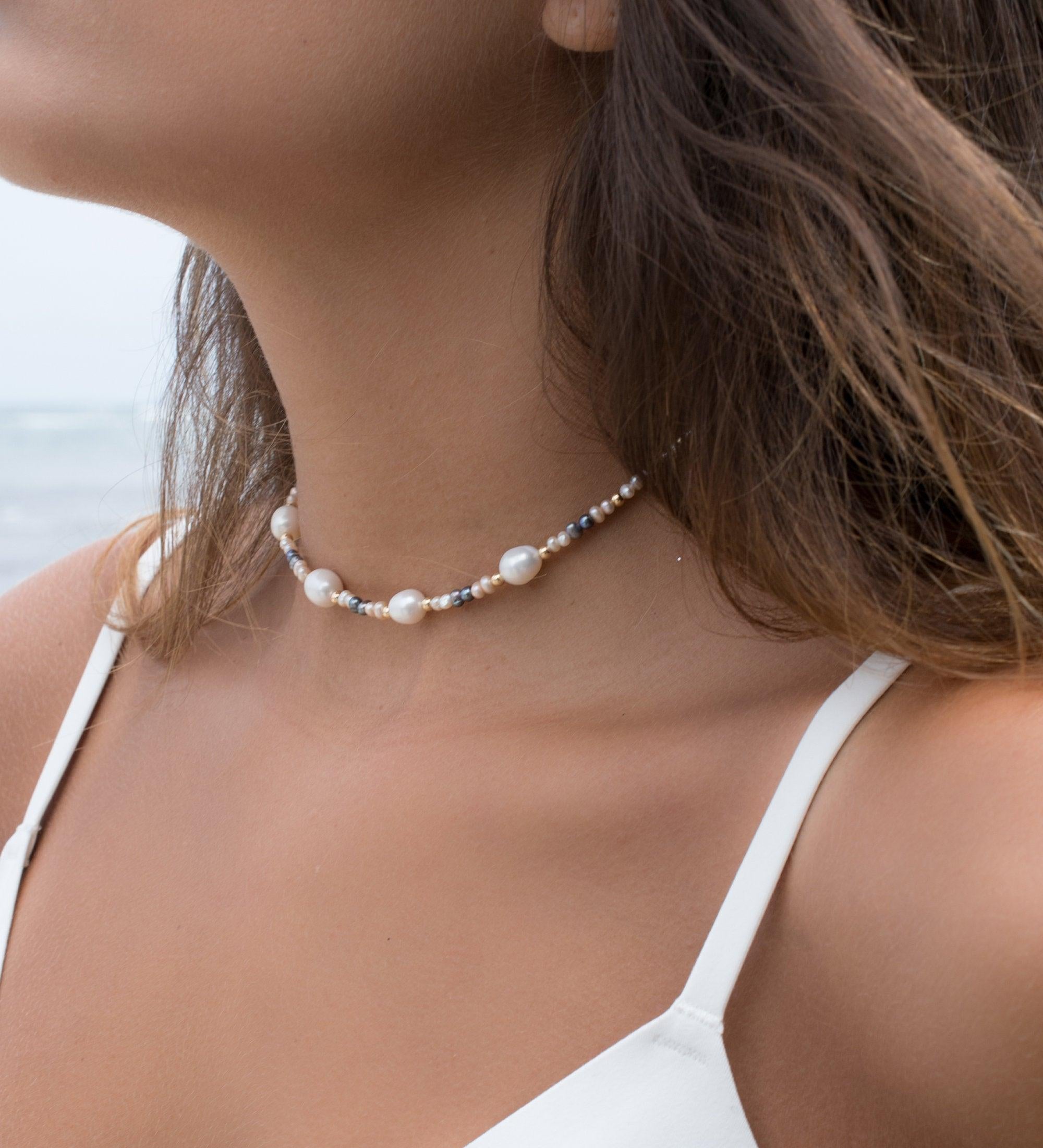 Pearl Choker Necklace ~ Gold Filled or Sterling Silver 925~ MN017 - Maresia Jewelry