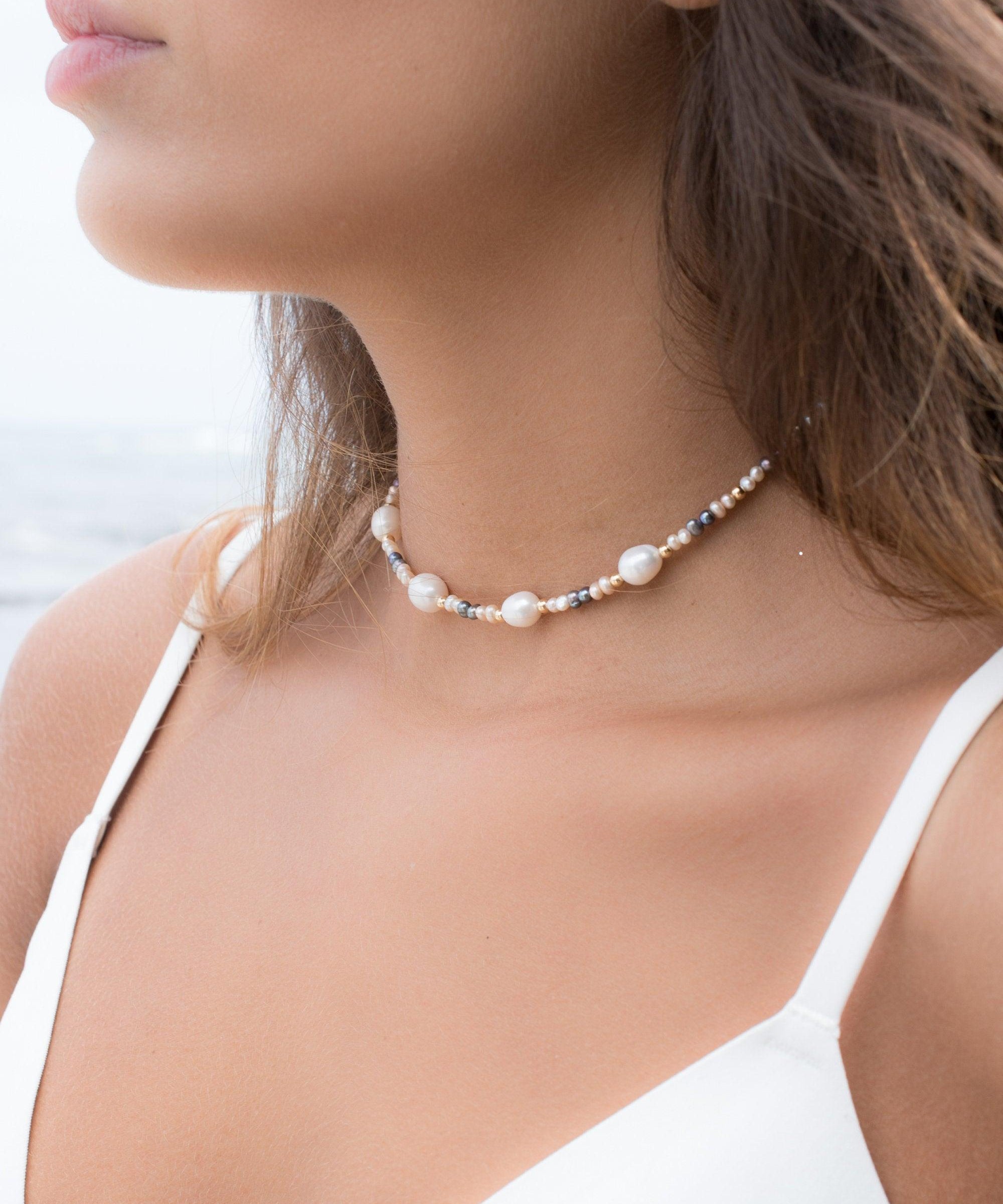 Pearl Choker Necklace ~ Gold Filled or Sterling Silver 925~ MN017 - Maresia Jewelry