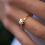 Pearl Gold Ring ~ 18k Gold Plated ~ MR210 - Maresia Jewelry