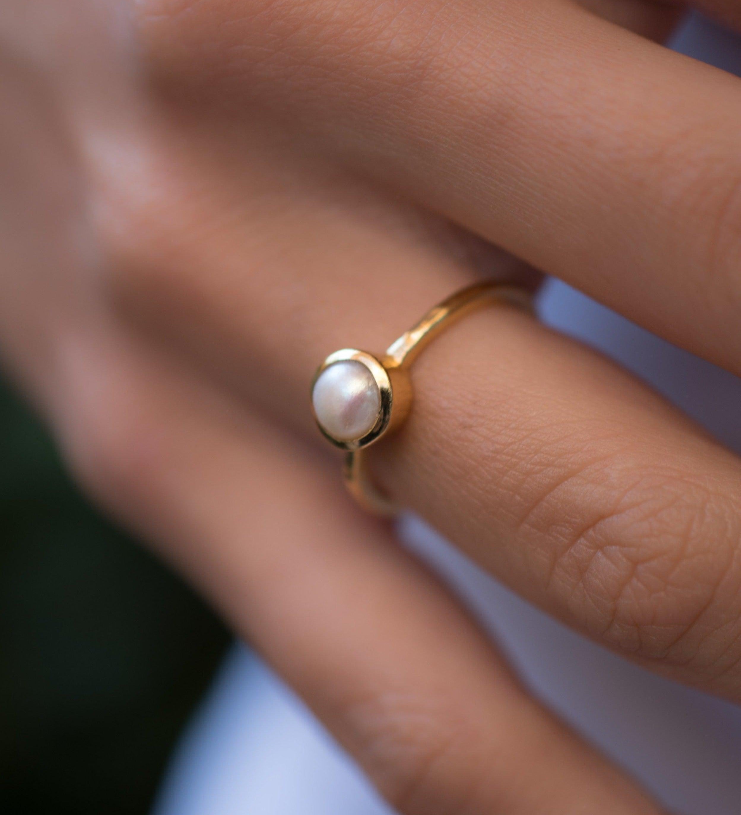Pearl Gold Ring ~ 18k Gold Plated ~ MR210 - Maresia Jewelry