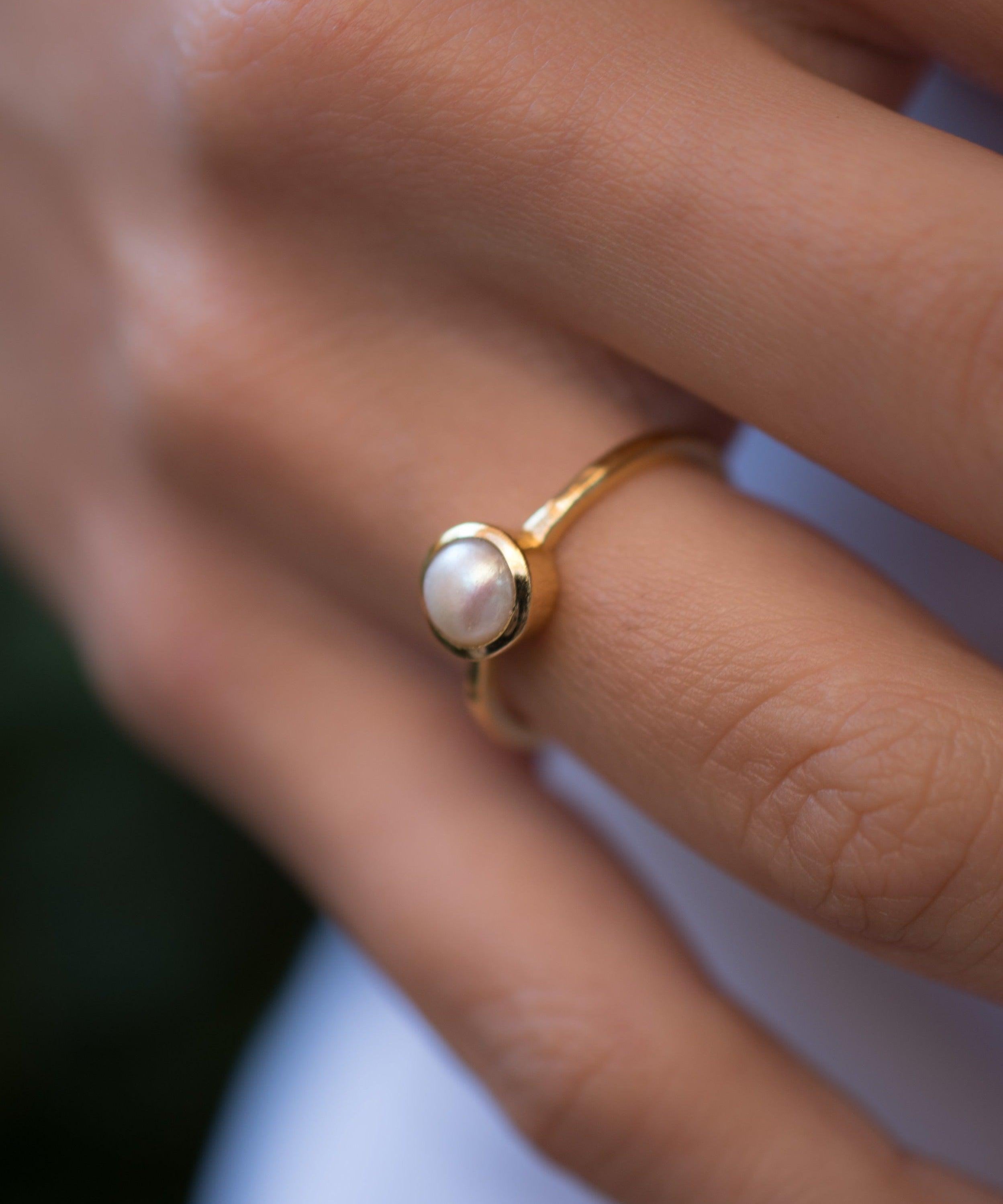 Pearl Gold Ring ~ 18k Gold Plated ~ MR210 - Maresia Jewelry
