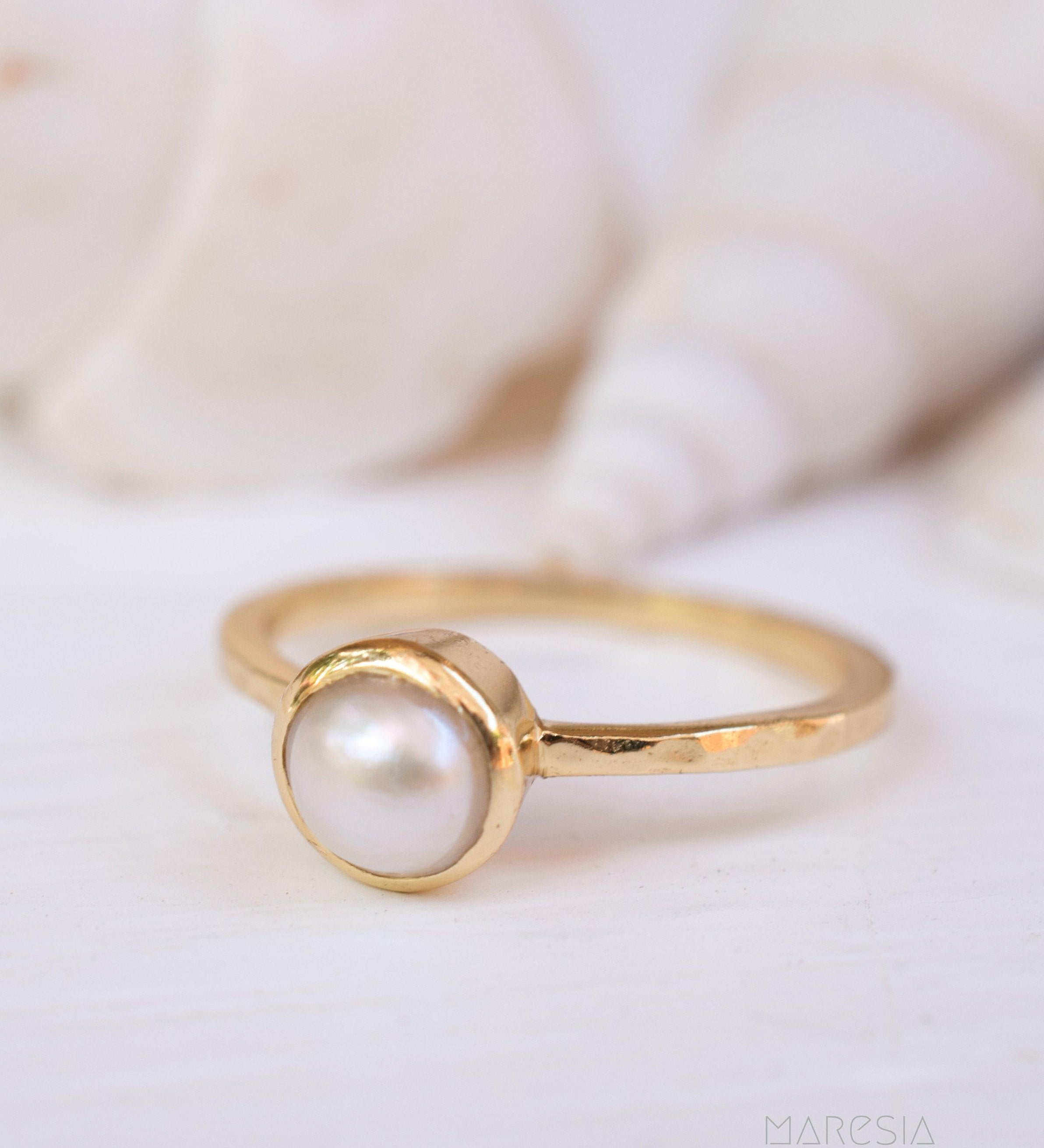 Pearl Gold Ring ~ 18k Gold Plated ~ MR210 - Maresia Jewelry